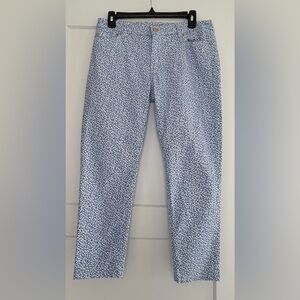 EUC Michael Kors Izzy Cropped Skinny Blue & White Floral Jeans, Size 8P